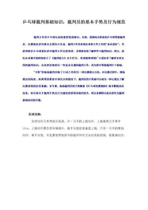 乒乓球裁判说明