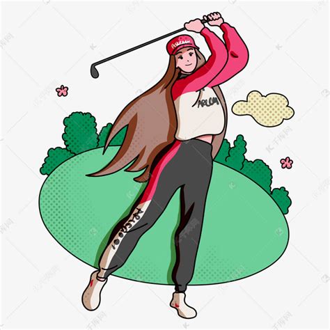 女孩打高尔夫球