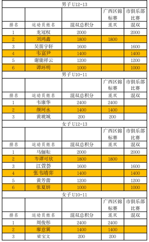 乒乓球比赛计分表怎么看