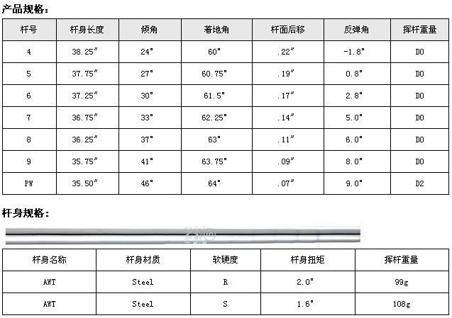 高尔夫铁杆杆身重钢