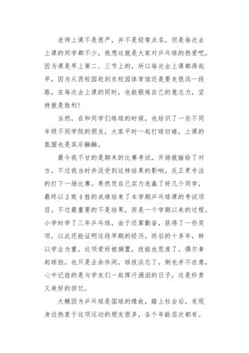 打乒乓球心得50字