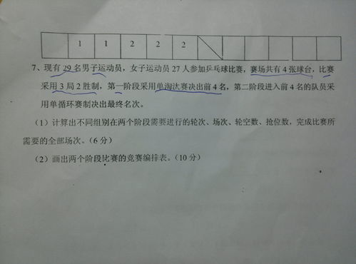 乒乓球比赛编排题目