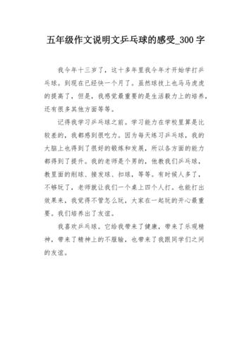 作文打乒乓球300字